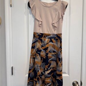 Elegant Beige and Navy Dress